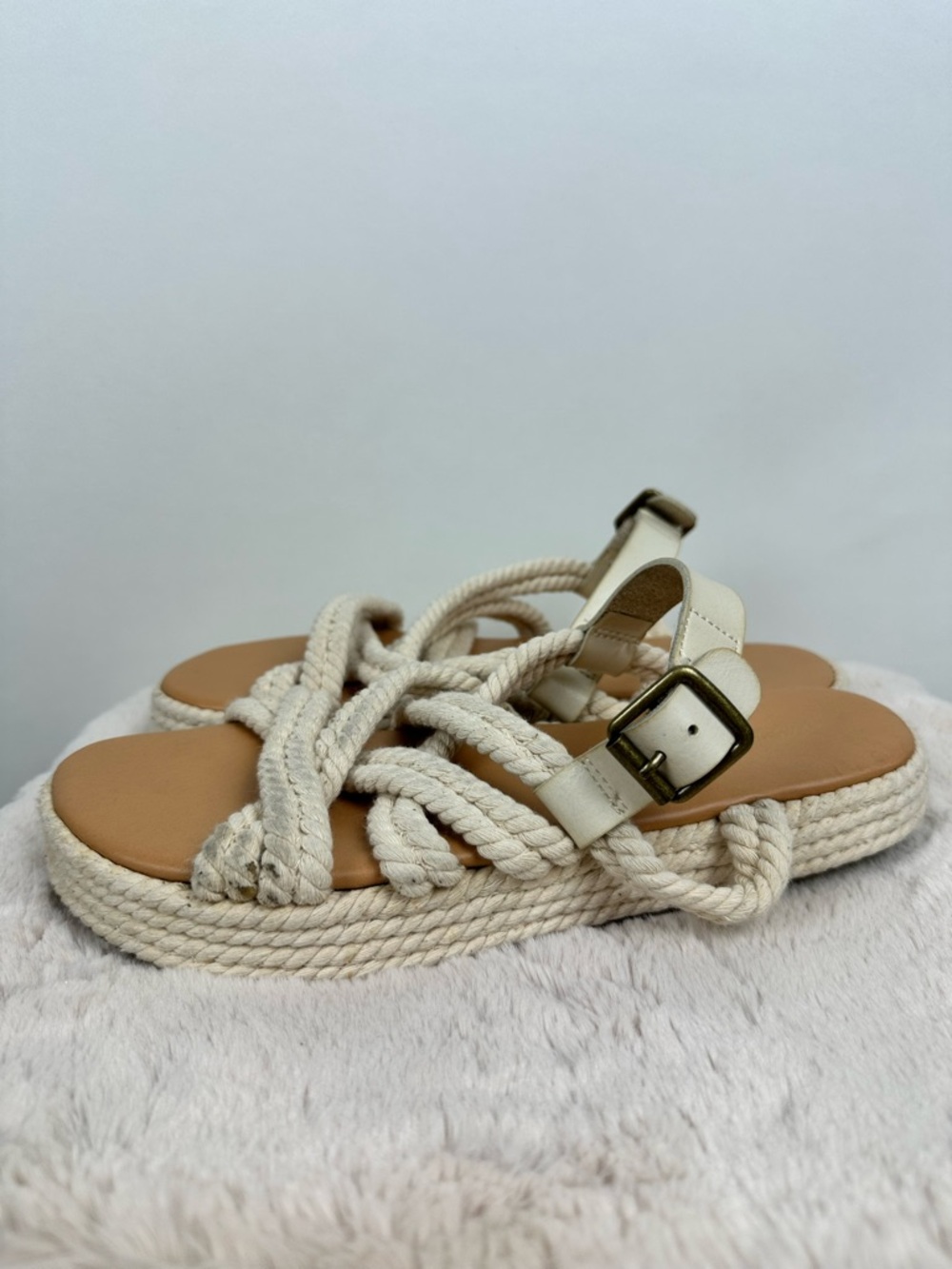 American Eagle Rope Espadrille Sandel Flat Boho Coastal Summer Slingback Sz 8 - Picture 4 of 13